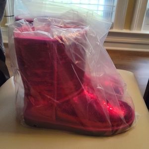 UGG Pink Sequin Mid Calf Boots Size 10